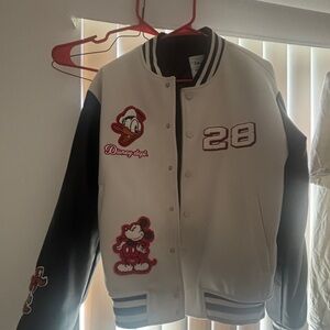 Forever 21 White and Black Varsity Jacket